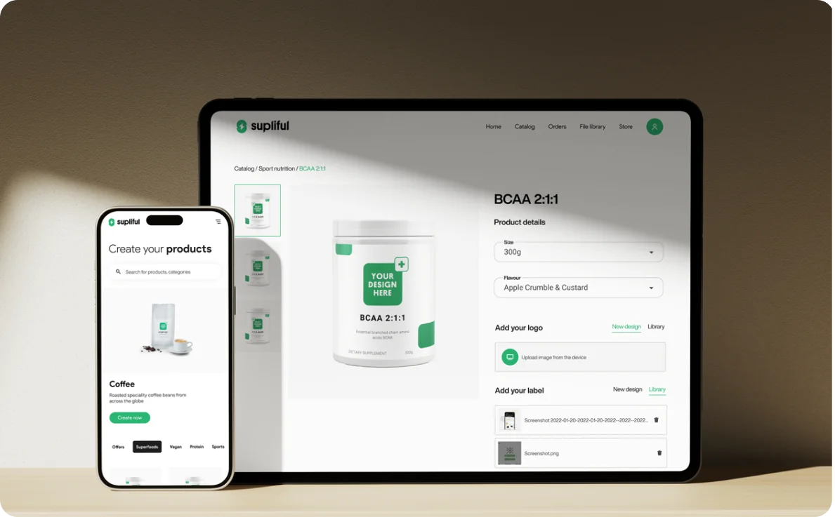 Supliful product creation on phone and tablet