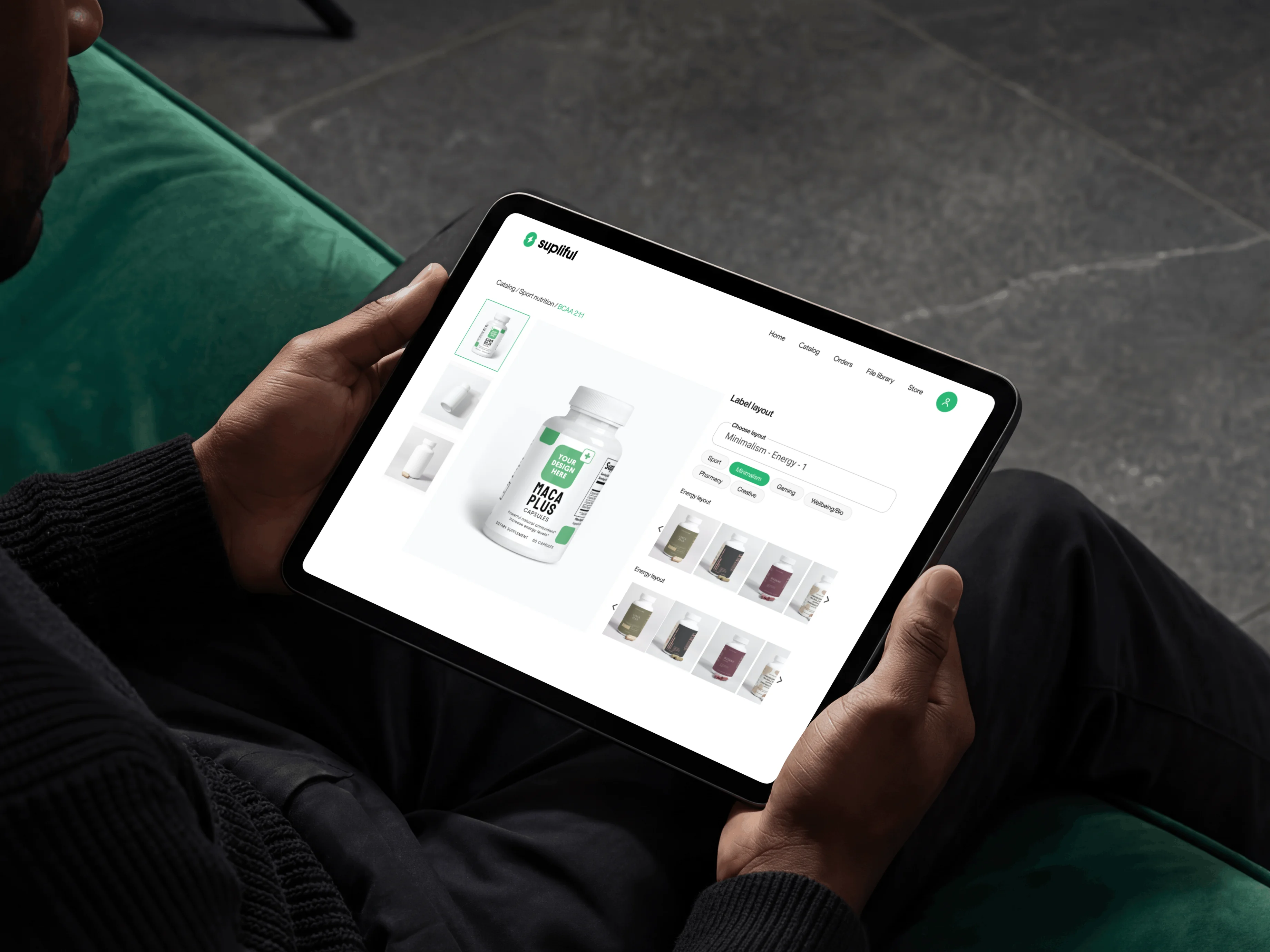 Supliful catalog customization on tablet